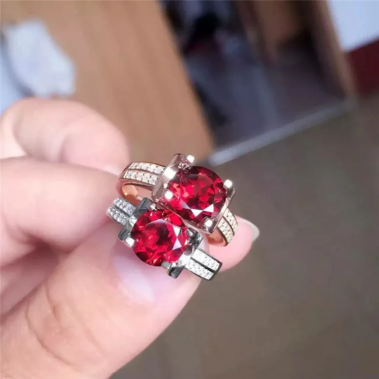 Оптовая Продажа Природный кристалл турмалина кольцо, 925 серебряная Роза Золотые лепестки подарок на день рождения для женщин