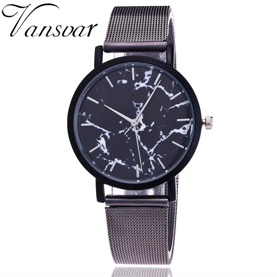 Vansvar брендовые модные классические сетчатые наручные часы с мраморным циферблатом повседневные кварцевые часы унисекс подарок Relogio Feminino