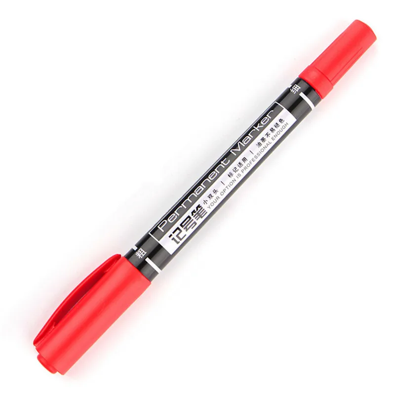 6824 цветные водонепроницаемые перманентные маркеры с двойным наконечником 0,5/1,0 мм перьевые ручки для рисования, студент, школа, офис, канцелярские принадлежности - Цвет: 1pcs Red