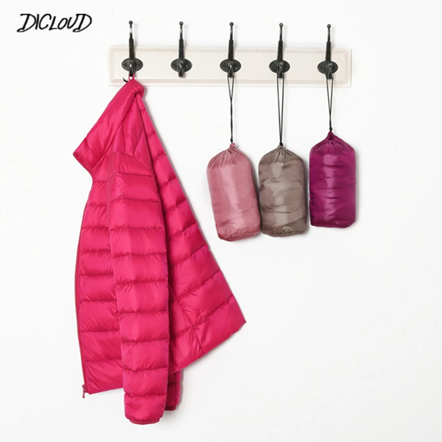 

DICLOUD Plus Size Winter Light Thin Jackets Women Fashion Stand Collar Casual Parkas Coat Ladies 4XL Outwear Women'S Clothes