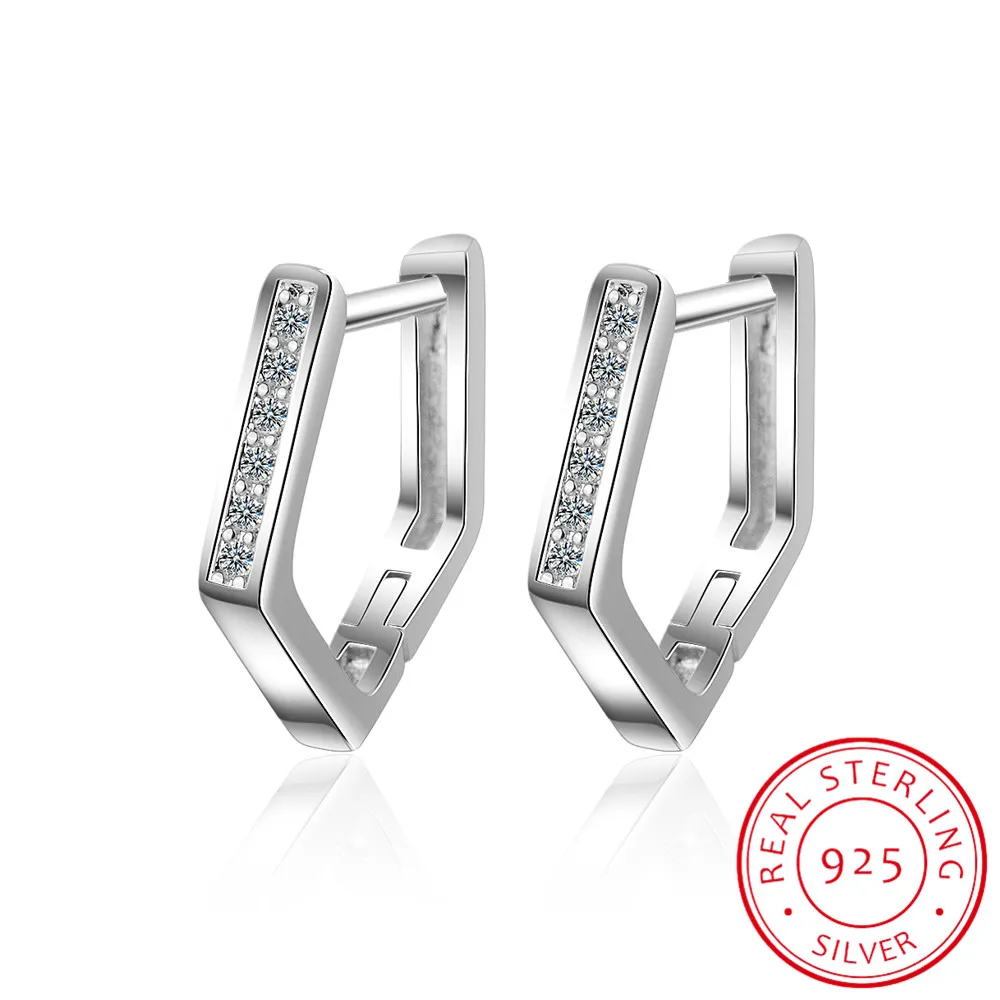 

Genuine 925 Silver Summer Simple Minimalist Geometric Angle Clip Earrings Ear Cuff Clip-On Earring Women Jewellery Gift