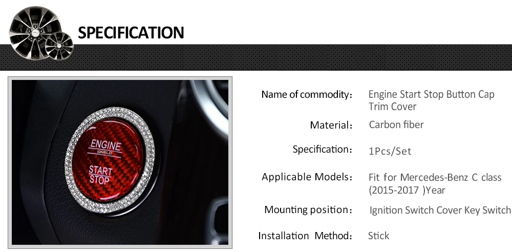 Автомобиль-Стайлинг углерода Волокно Двигатели для автомобиля кнопку Start Stop Кепки Накладка для Mercedes Benz C Class w205 W204 AMG GLC x253 caraccessories