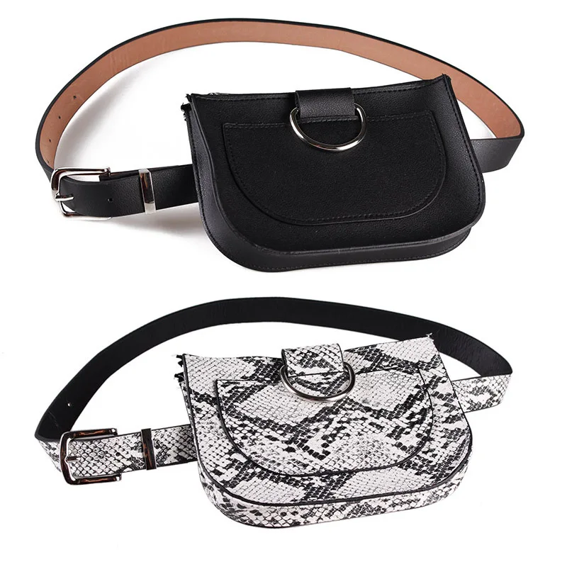 

Women Waist Bag Serpentine Fanny Pack Pu Leahter Waist Pack Famale Snake Skin Waist Belt bag Dual-use Waist Pack For Women Purse