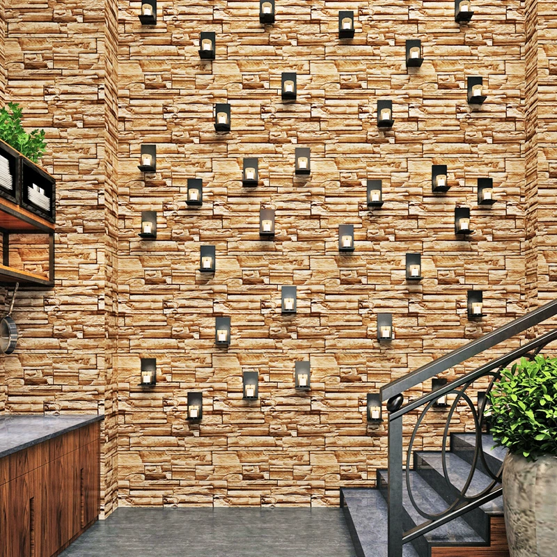 

Embossed 3D Brick Wallpaper Removable with Stone Pattern Waterproof PVC Wall Covering Roll For living room Home Decor QZ0068