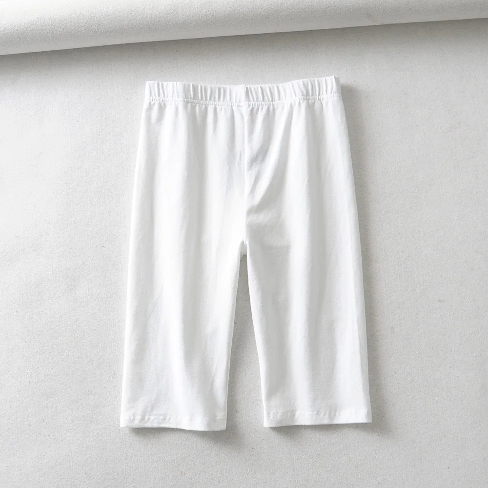 Летние винтажные хлопковые однотонные обтягивающие байкерские шорты, женские сексуальные Стрейчевые шорты с высокой талией, белые черные шорты, женская уличная одежда - Цвет: Белый