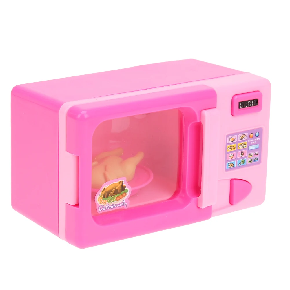 Розовый мини-моделирование Микроволновая печь дети ролевые игры игрушка Бытовая техника кухня игрушка Обучающие девочки играя дом игрушка