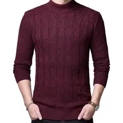 2018 Новый Осень Для мужчин s свитер водолазка Slim Fit Зимний пуловер Для мужчин одноцветное Цвет теплый вязаный свитер Для мужчин