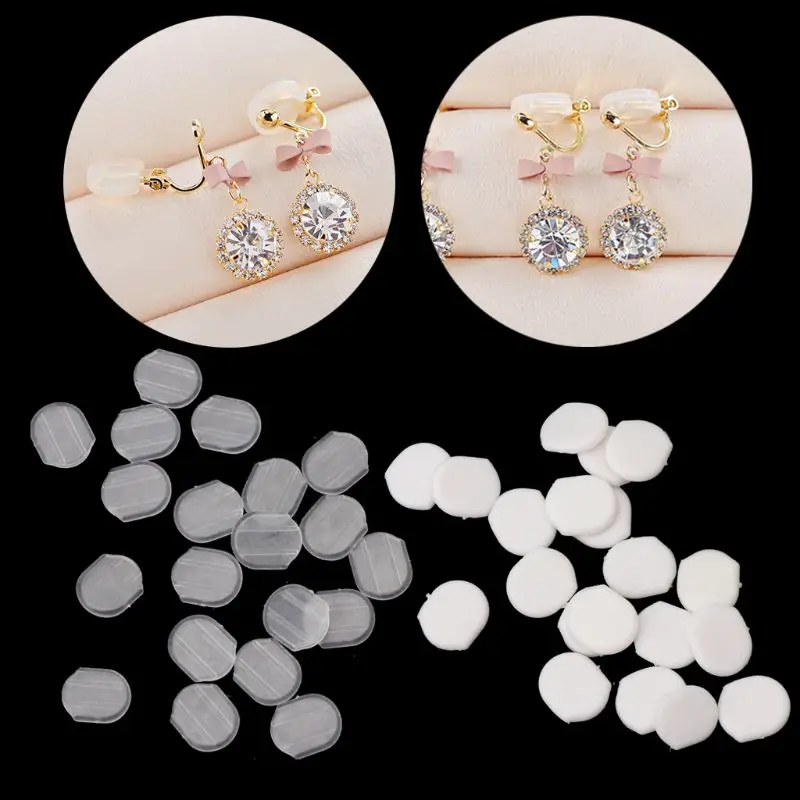 

20 Pieces Earring Pads Silicone Comfort Earring Cushions for Clip Back Earrings