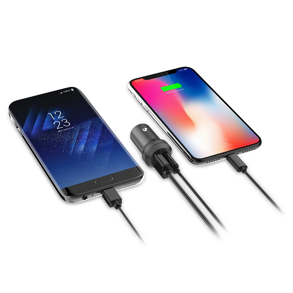 Автомобильное зарядное устройство SeenDa 27W PD3.0 Dual USB для iPhone XS Max 8 7 6 Type C PD Быстрая