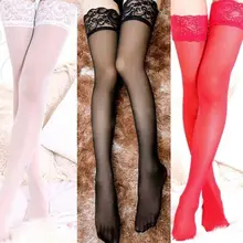 1Pair Hot Sexy Women Girls Lace Top Thigh High Stockings Nightclubs Pantyhose Tights Black White Red