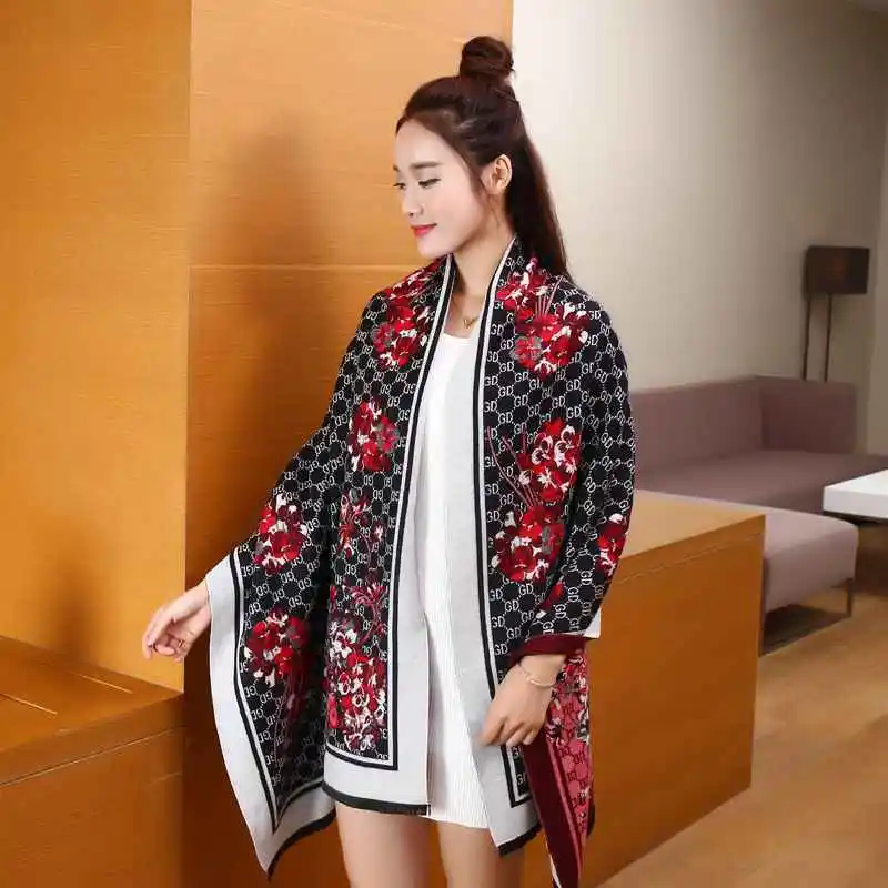 Fashion font b Tartan b font Jacquard Scarf Women Winter Cashmere Blanket Scarf Ladies Oversize Shawls