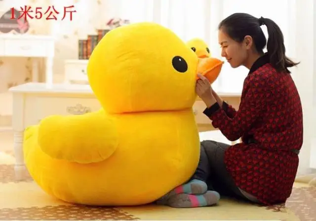 

larggest size 100cm cartoon yellow duck plush toy hugging pillow toy birthday gift h579