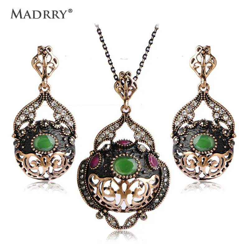 Серьги с кулоном камнем &quotКоролевский стиль&quot под старину.|set necklace|jewelry set
