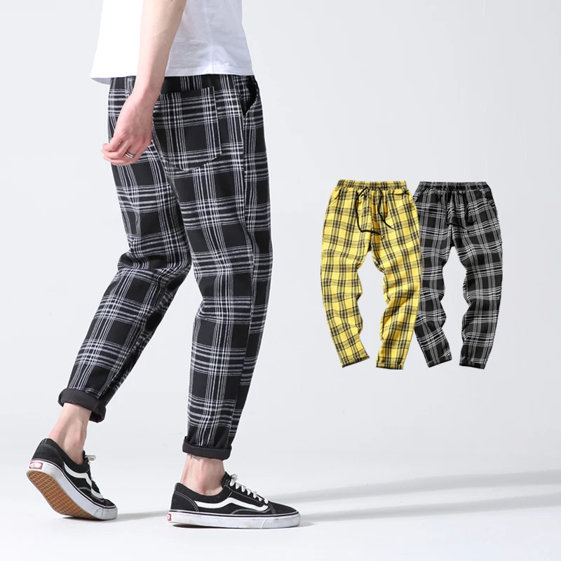 Spring Autumn Plaid Casual Trousers Men Cotton Slim Fit Joggers Men Skinny Grid Jogger Pants Men Spring Autumn Plaid Casual Trousers Men Cotton Slim Fit Joggers Men Skinny Grid Jogger Pants Men