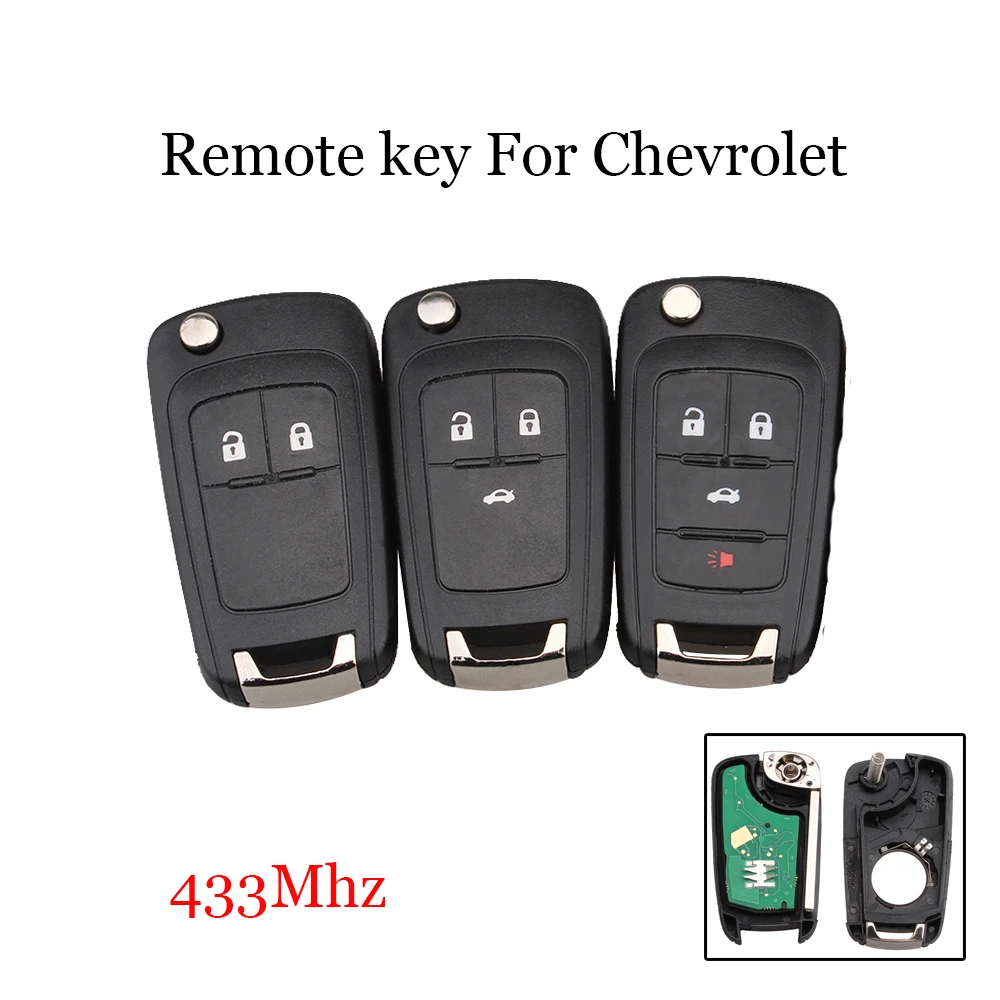 

2/3/4 Buttons 433Mhz Complete Remote Key For Chevrolet Malibu Cruze Aveo Spark Sail Control Alarm Fob HU100 Blade