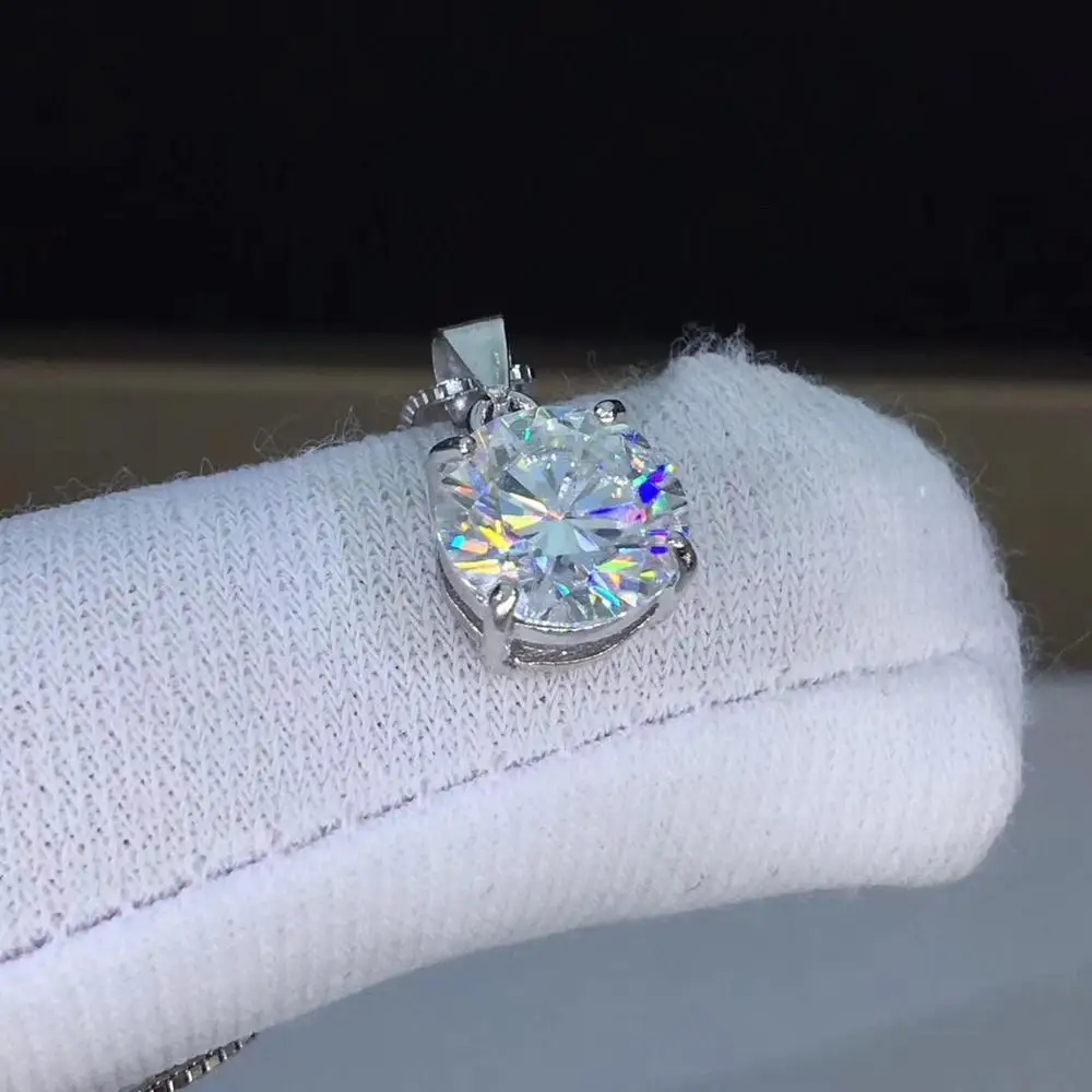 Круглые серебряные подвески poethes Of Jew Store 1ct D VVS роскошные Подвески Moissanite Weding для