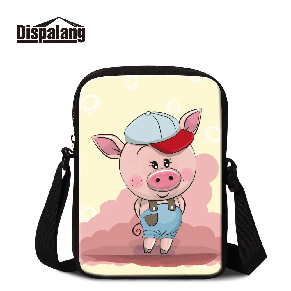 Детская мини-сумка-мессенджер, школьные сумки, мультяшная свинка, поросенок, Печать через плечо, книжные сумки для девочек, женские повседневные дорожные сумки с клапаном на плечо - Цвет: Mini Messenger Bag20