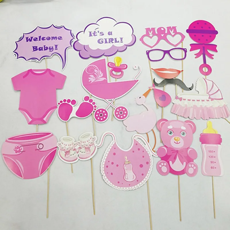 Baby Shower вечерние синий розовая бумага пеленки 1St день рождения для мальчиков и девочек; реквизит для фотокамер; с капюшоном с изображением Популярные для крещения