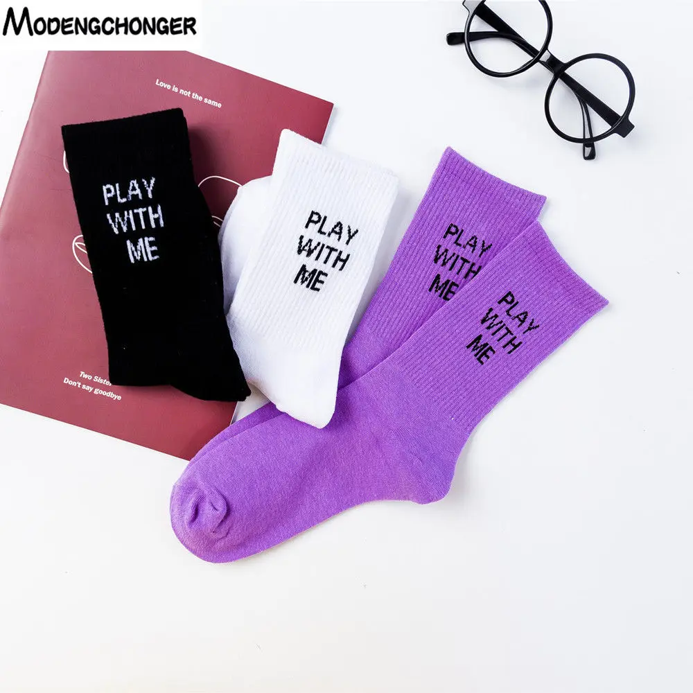 

1 Pair Young Cool Hip Hop Awesome Street Fashion Socks Multi Color Breathable Stretchy Harajuku Letter Printed Couple Socks Hot