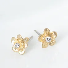 Цветок Золотая серьга-гвоздик для девочки подарок DIY каменная Сережка-гвоздик Ювелирная изготовление 50 шт