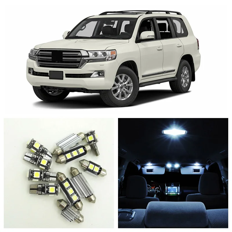 

14pcs White Car LED Light Bulbs Interior Package Kit For 2009-2016 Toyota Land Cruiser/Land Cruiser Prado Map Dome Door Light