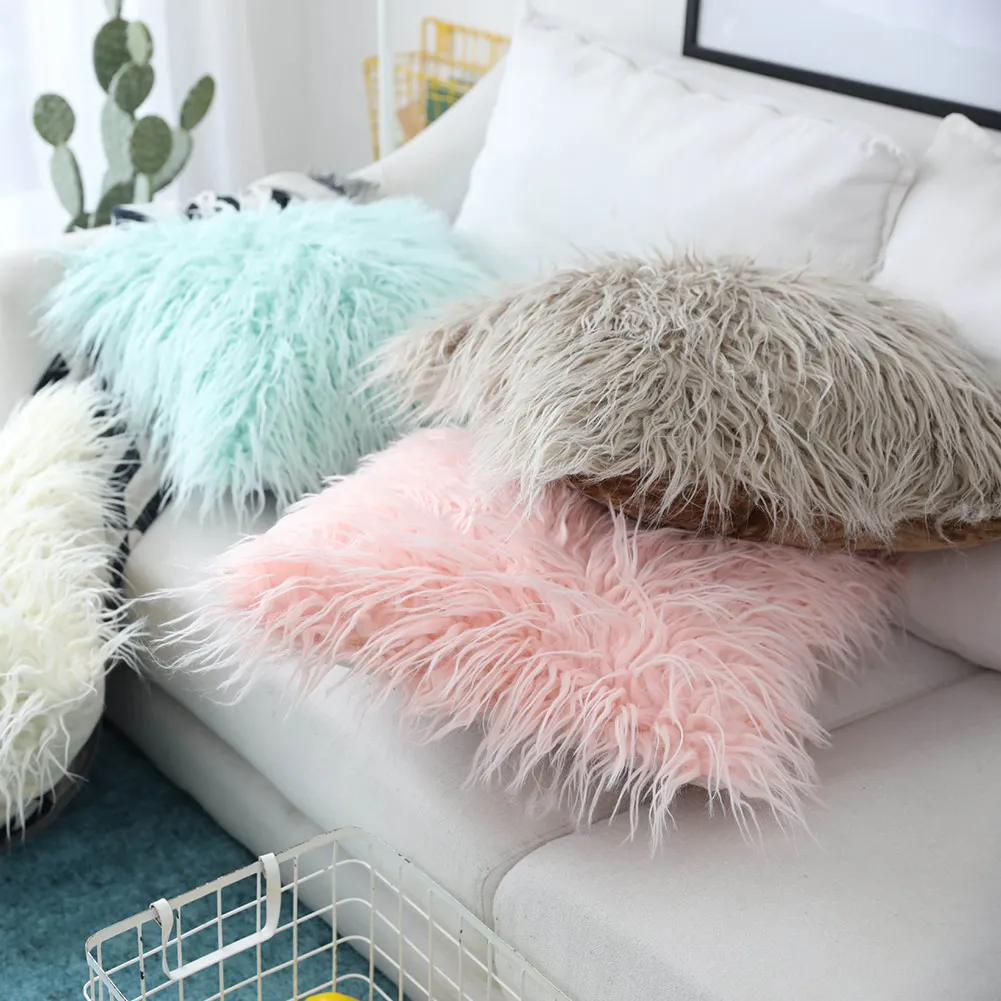 

Cute Nordic Furry Plush Decor Cushion Cover for Sofa Hot Sale