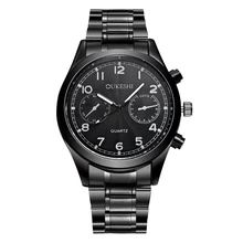 OUKESHI Fashion Sport Men Watch Top Brand Luxury Stainless Steel Quartz Wristwatch Casual Business Boutique Black