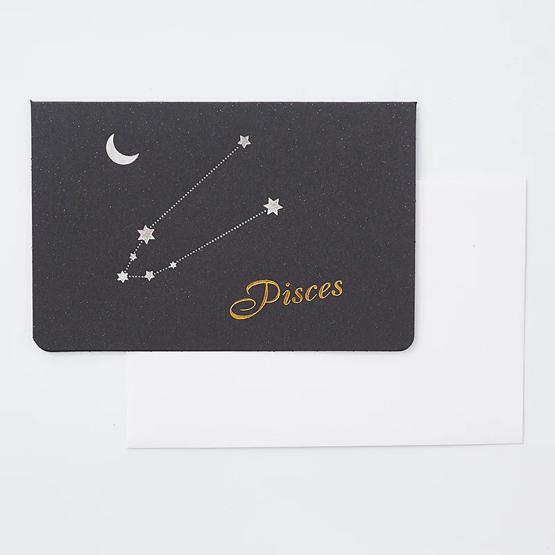 EZONE 12 созвездий поздравительная открытка+ конверт набор День рождения Рождество День Святого Валентина вечерние свадебные поздравительные открытки - Цвет: Pisces