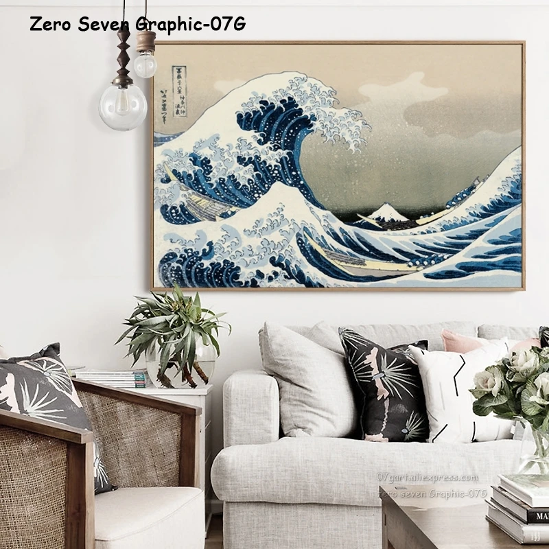 Оригинальный Kanagawa серфинг Katsushika Hokusai холст рисунок напечатанная картина постер