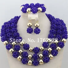 Королевский синий африканская бижутерия наборы индийское ожерелье для невесты набор полный с большими бусинами Шары Набор C000367