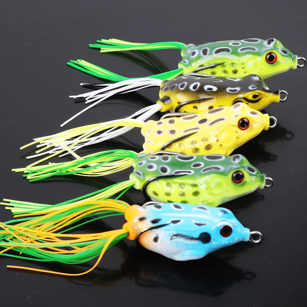 

5pcs/lot Durable Soft Frog Lure Silicone Bait 5 Colors Mixed 12g Fishing Lure Wobblers Artificial Bait with Box