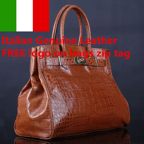 

Accept private label Custom logo wholesale drop shipping 100% Genuine leather Embossed Crocodile Leather Fashion Lady tote bag