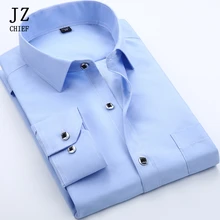JZ CHIEF Модная элегантная рубашка с длинными рукавами деловая Повседневная однотонная блузка приталенная рубашка размера плюс белая черная синяя офисная