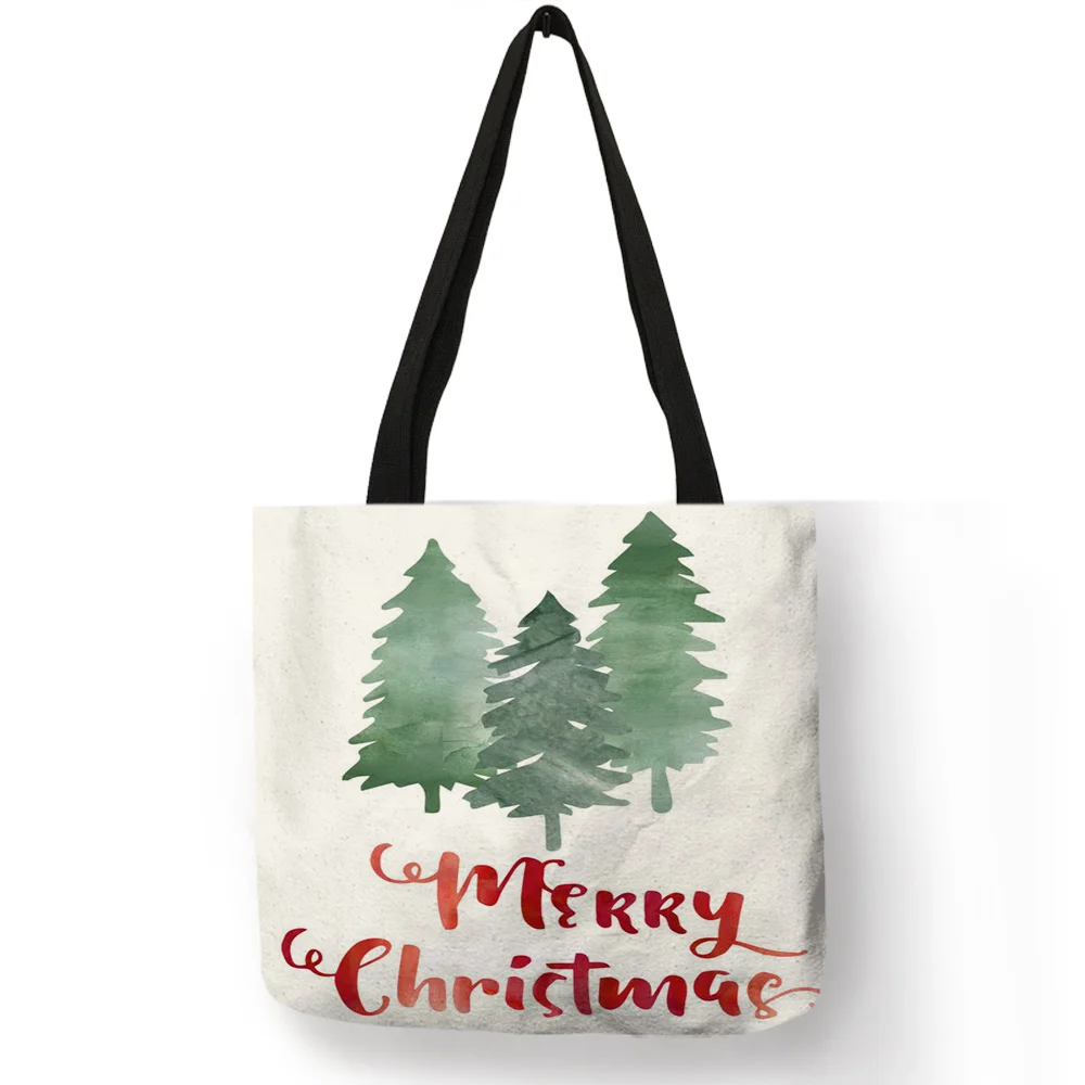  Winter New Design Sac Noel Women Totes Merry Christmas Cute Snowman Printed Eco Linen Fashion Pract - 32948003386