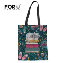 FORUDESIGNS, как Hygge Like a Cat, многоразовая сумка для покупок, Женская Холщовая Сумка, сумки для отдыха, модная сумка на плечо