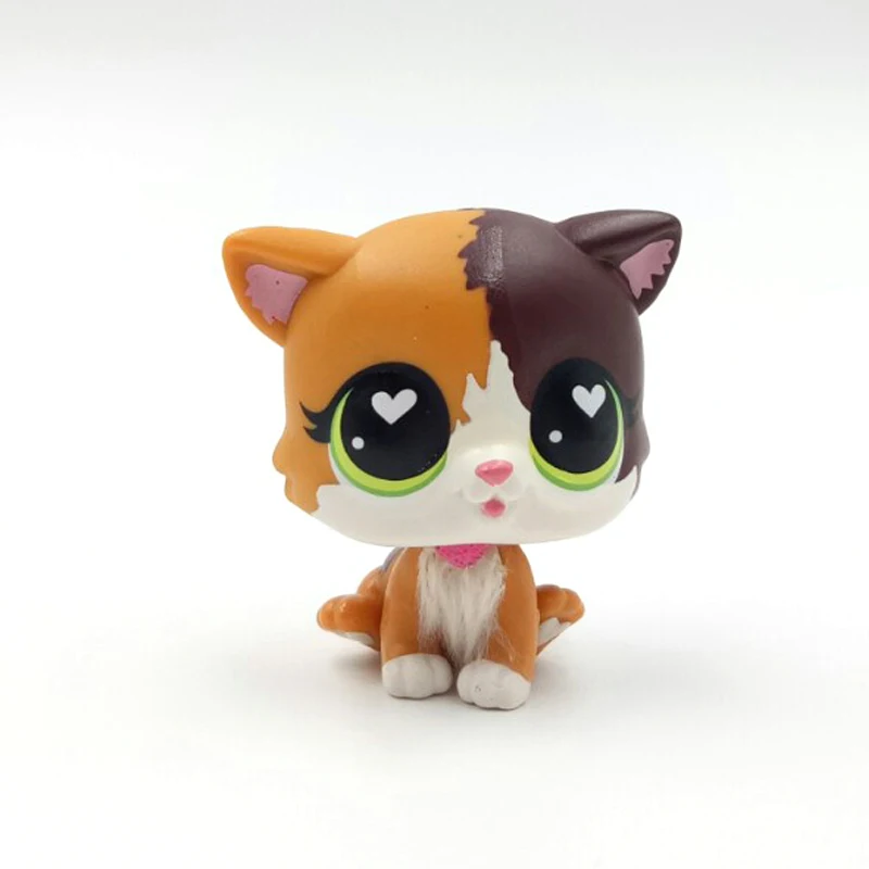 

New pet shop lps toys standing Felina Meow little short hair cat white heart green eyes Christmas gift toys for children