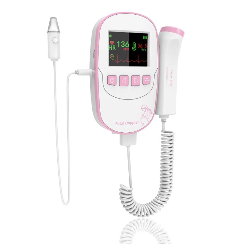  Fetal Doppler With Ear Thermometer Premium Professional 2MHZ Detector Portable Pregnancy Angel Soun
