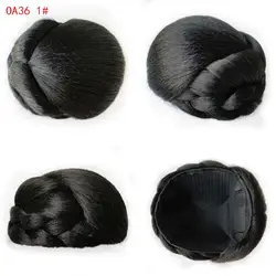 Для женщин жаропрочных Синтетический парик волос плетеные булочки витой поддельные chignonn парики клип булочки парик для Для женщин oa36
