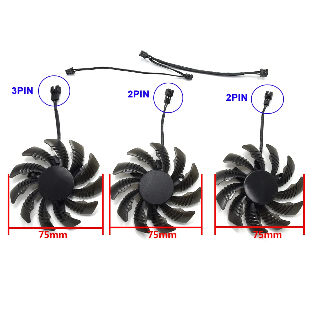 

inRobert 3pin 75MM Cooler Fans PLD08010S12H For Gigabyte GTX 970 Windforce G1 Graphics Cards As Replacement CPU Cooler
