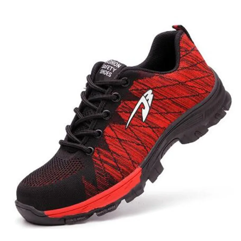 

Work Safety Men's Fashion Couple Mesh Breathable Sweat-absorbent Steel Toe Cap Labor Insurance Puncture Casual Shoes
