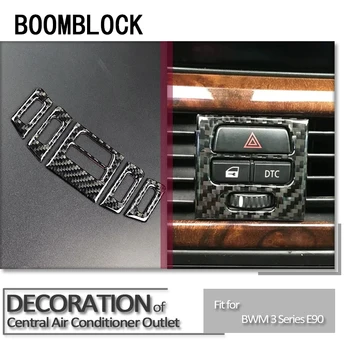 

3 Colors Car Stickers For BMW E90 BMW 3 Series E92 M Carbon Fiber Center Console Air Outlet Knob Frame Car Styling Accessories