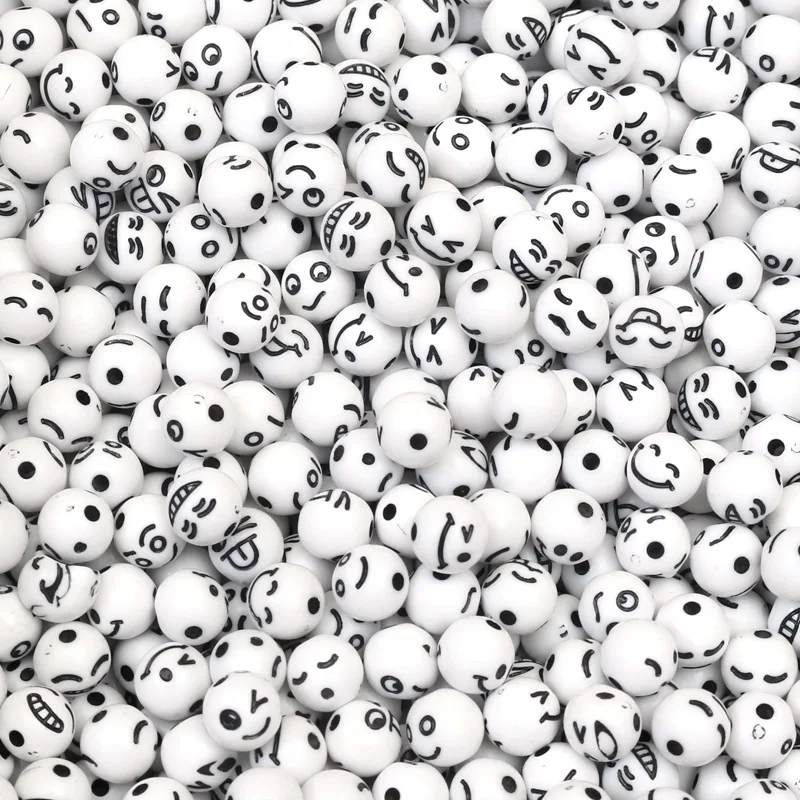 

100Pcs Mixed Round Black Face Acrylic Beads For Jewellery Marking Loose Spacer Bead Bracelet Necklace Charm Jewelry Finding