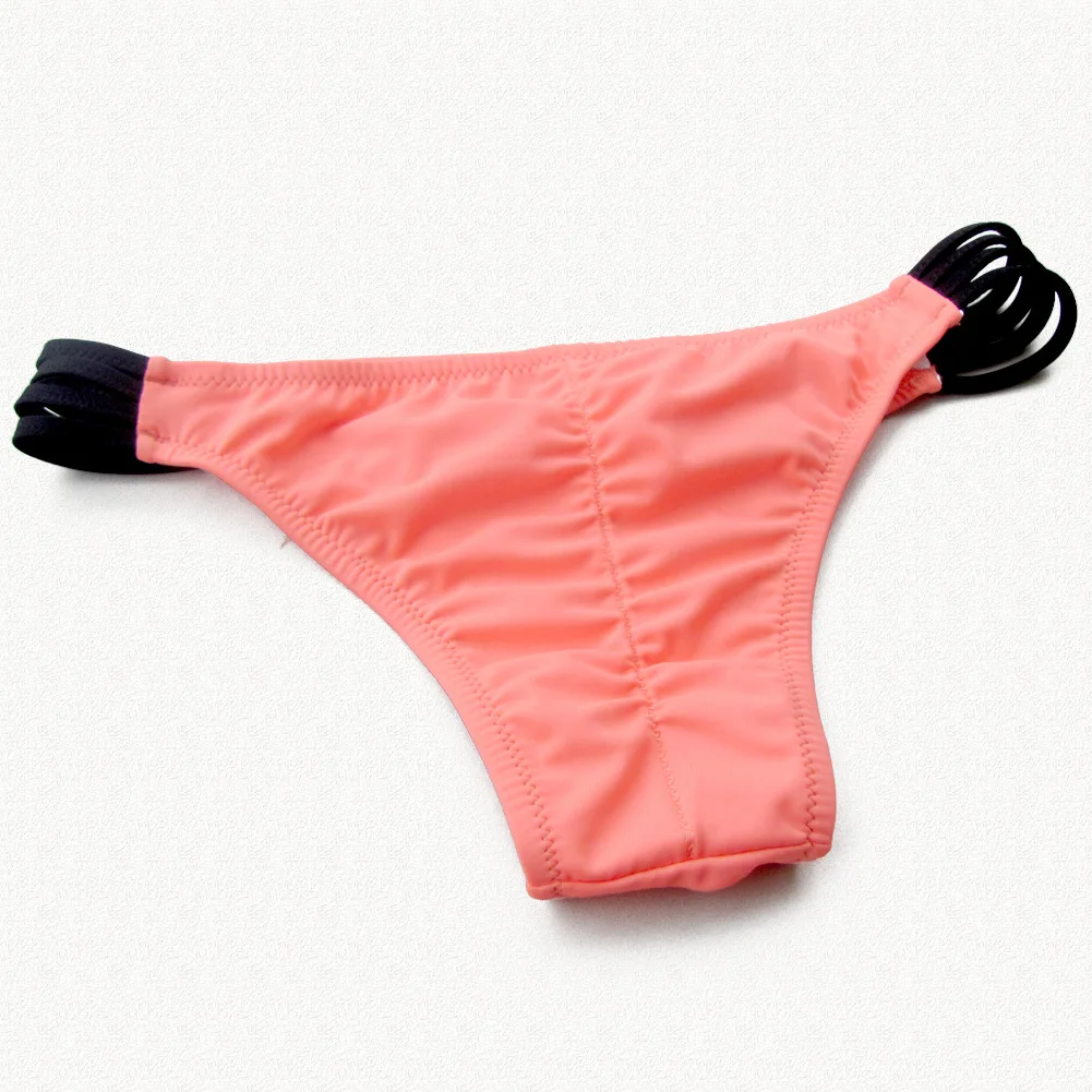 Женский купальник Европейское американское Бикини Низ яркий цвет четыре ленты штаны для ванной плавки оптом