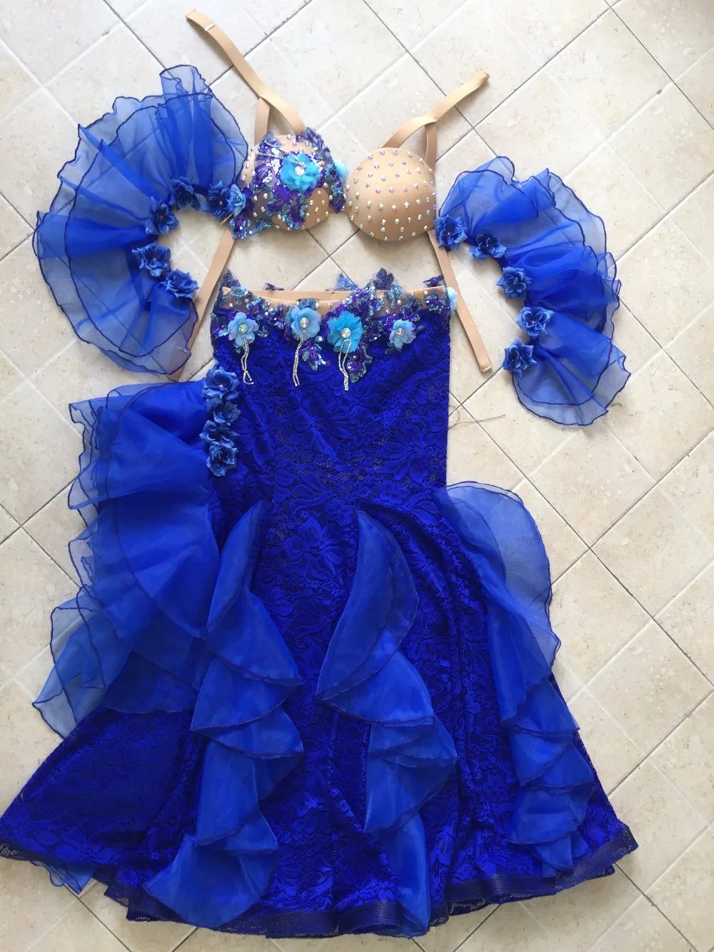 Индивидуальные bellydance diamond Синий/Белый Индийский живот цыганский костюм для