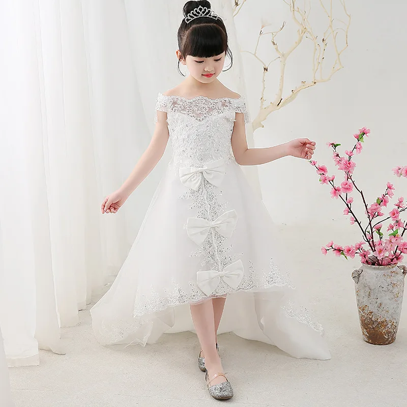 white sequin flower girl dress