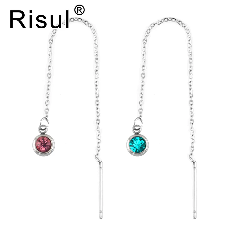 Серьги-вкладыши Risul mujer moda из нержавеющей стали 12 видов цветов камни для рождения