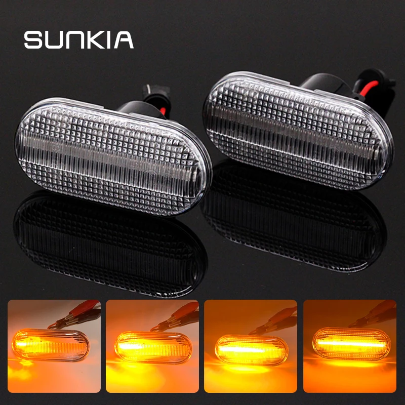 SUNKIA LED Side Marker Light for Smart 453 FORTWO- Error Free OEM Plug Turn Signal Lamp Amber Flowing Light