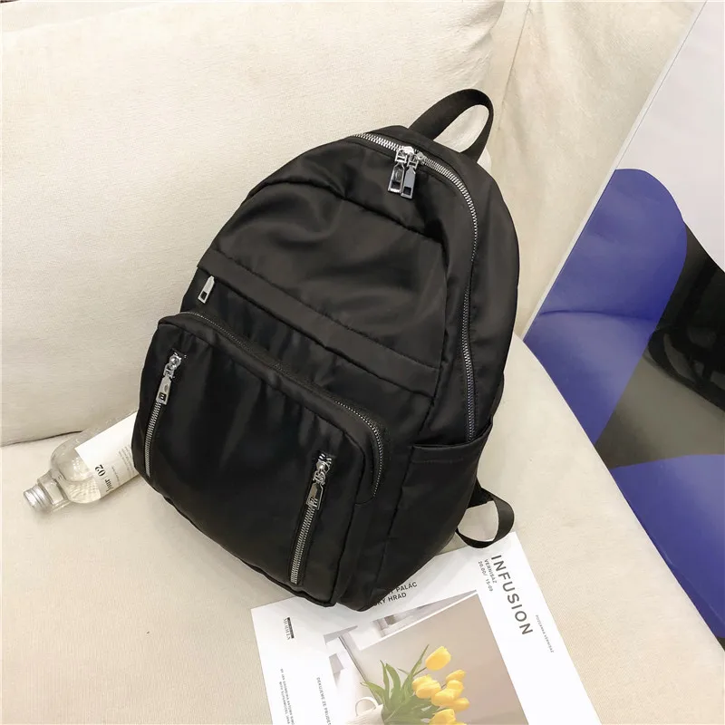 Модный водонепроницаемый нейлоновый школьный рюкзак для студентов, Высококачественная прочная нейлоновая школьная сумка для мальчиков и девочек, ранец для подростков - Цвет: Черный