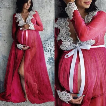 

Women Lace Pregnancy Dress Women Lace Maxi Dress maternity dresses long Summer Maternity Gown 2019 Robe De Grossesse Photograph