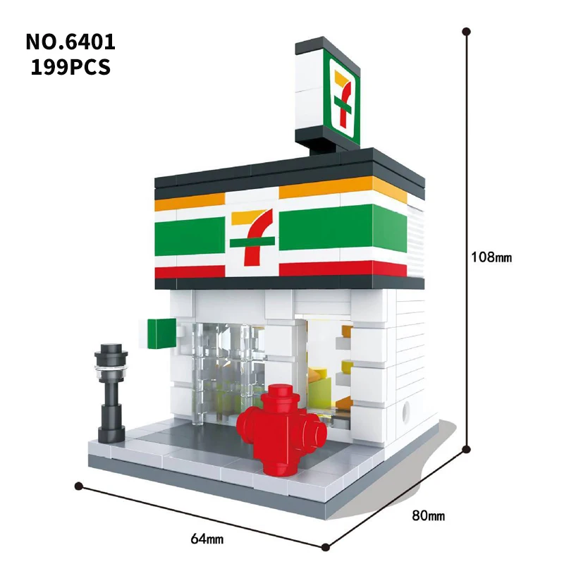 Городской мини-уличный Конструктор 3D модель розничного магазина DIY Apple McDonald Кафе Магазин Кирпичи Детские Блоки Игрушки - Цвет: 6401